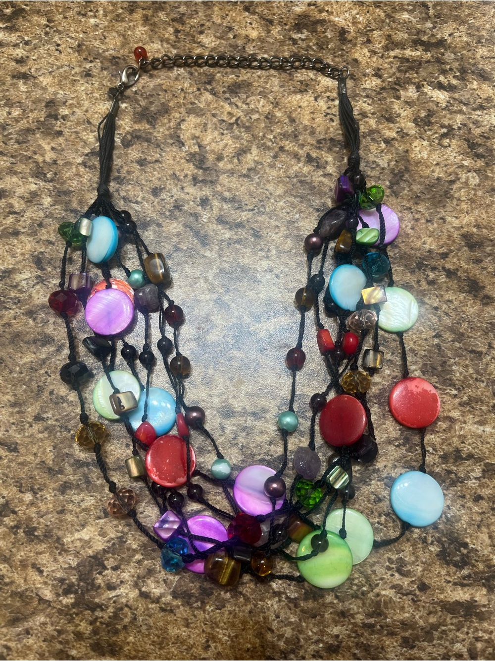 Premier Designs Multicolor Disc & Bead Layered Necklace
